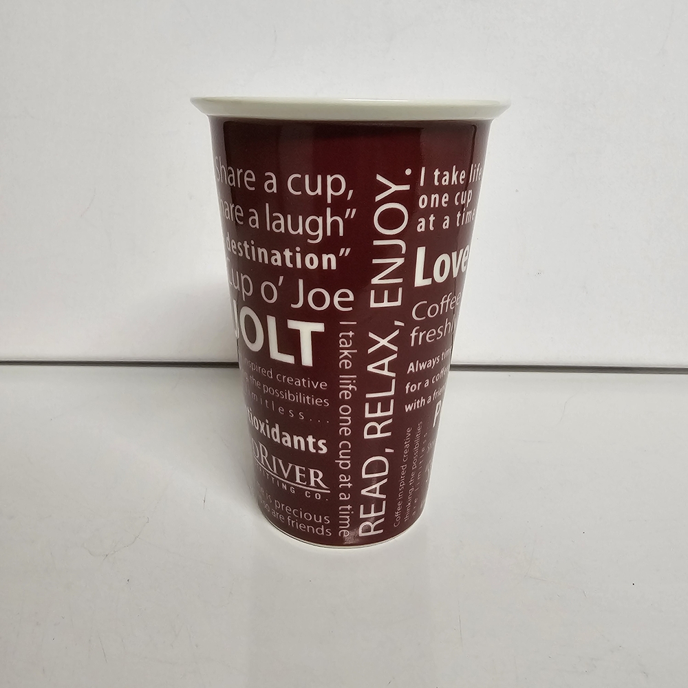WindRiver Java Coffee Mug – Burgundy – 5.25" Tall – Typography Design - Picture 4 of 6